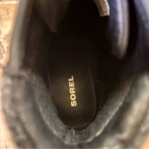 Sorel Blake Laceup Black and Gray Heeled Boots with Chunky Heel - Picture 7 of 9